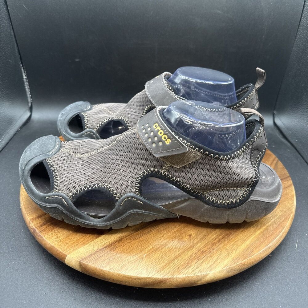 Crocs Swiftwater Mens Size 9 Sandals Black Mesh Water Shoes Outdoor 15041